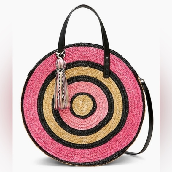 NWOT REBECCA MINKOFF STRAW CIRCLE TOTE - Picture 3 of 7
